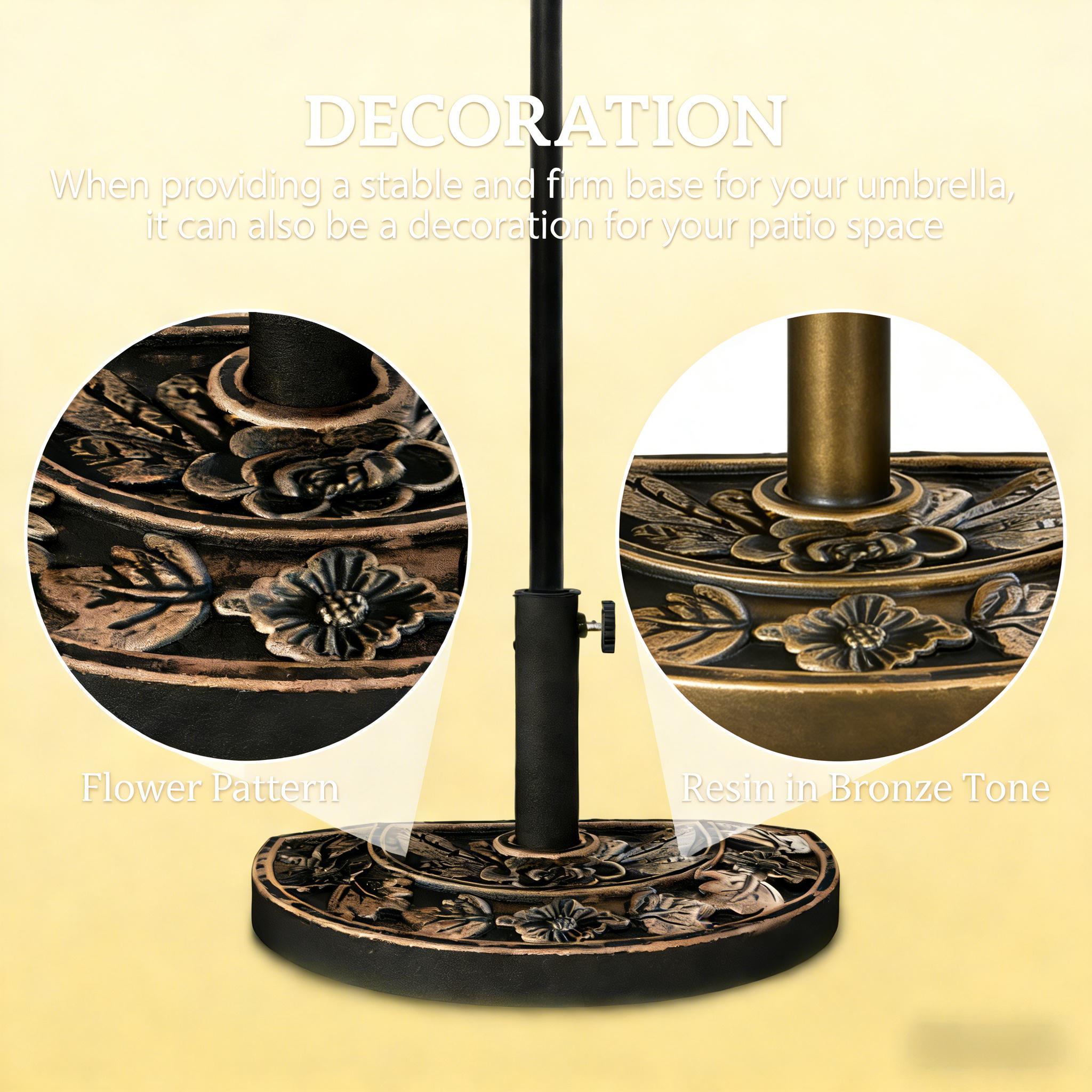 Patio Umbrella Half Round Base Bronze Resin 19.75x12.25 In