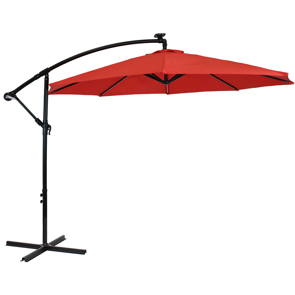 Sunnydaze 10 ft Solar Offset Patio Umbrella Cherry canopy detail