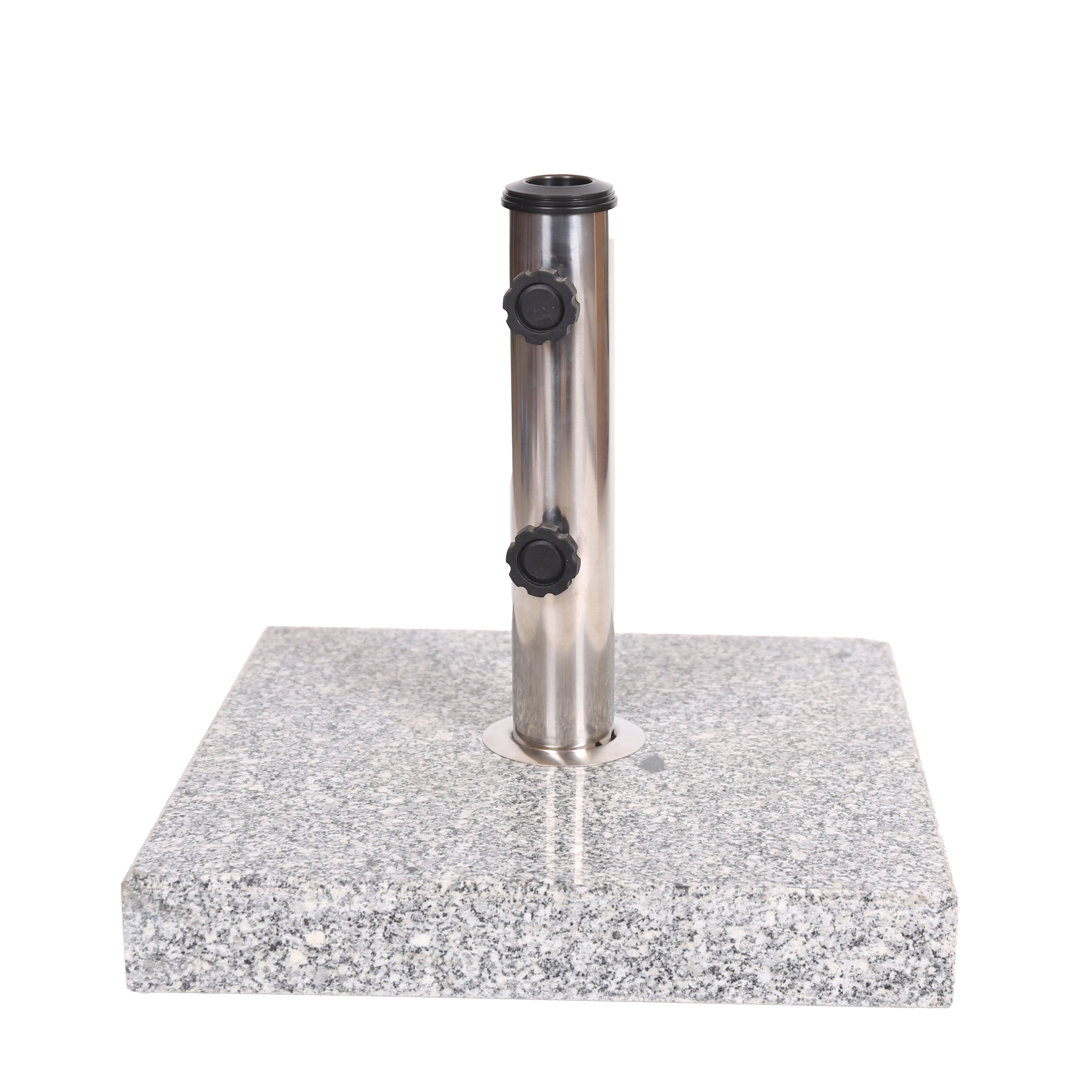 Patio Umbrella Base Square Granite Stainless Steel Gray 55 LB 15.75 In