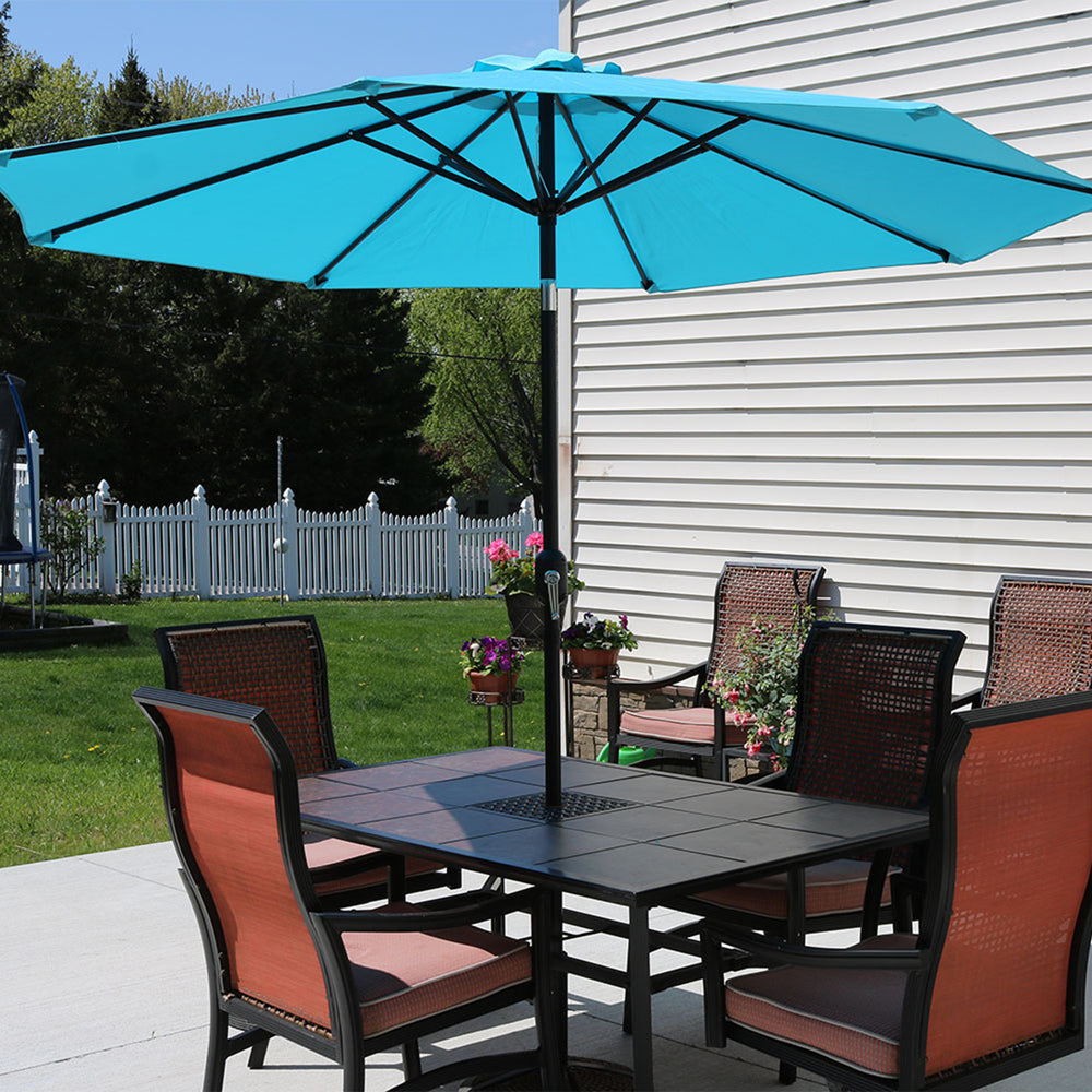 Sunnydaze Aluminum Patio Umbrella Turquoise 9ft lifestyle