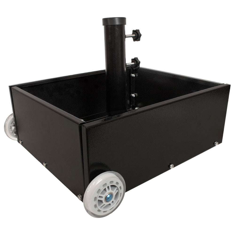 Sunnydaze Umbrella Stand Planter with Wheels Black planter detail