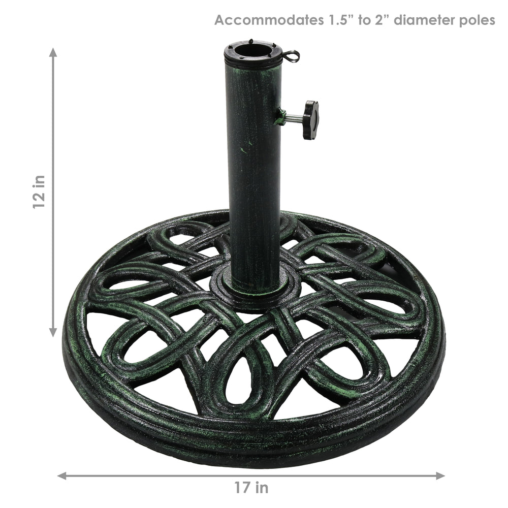 Sunnydaze 17-Inch Round Cast Iron Patio Umbrella Base thumb screw detail