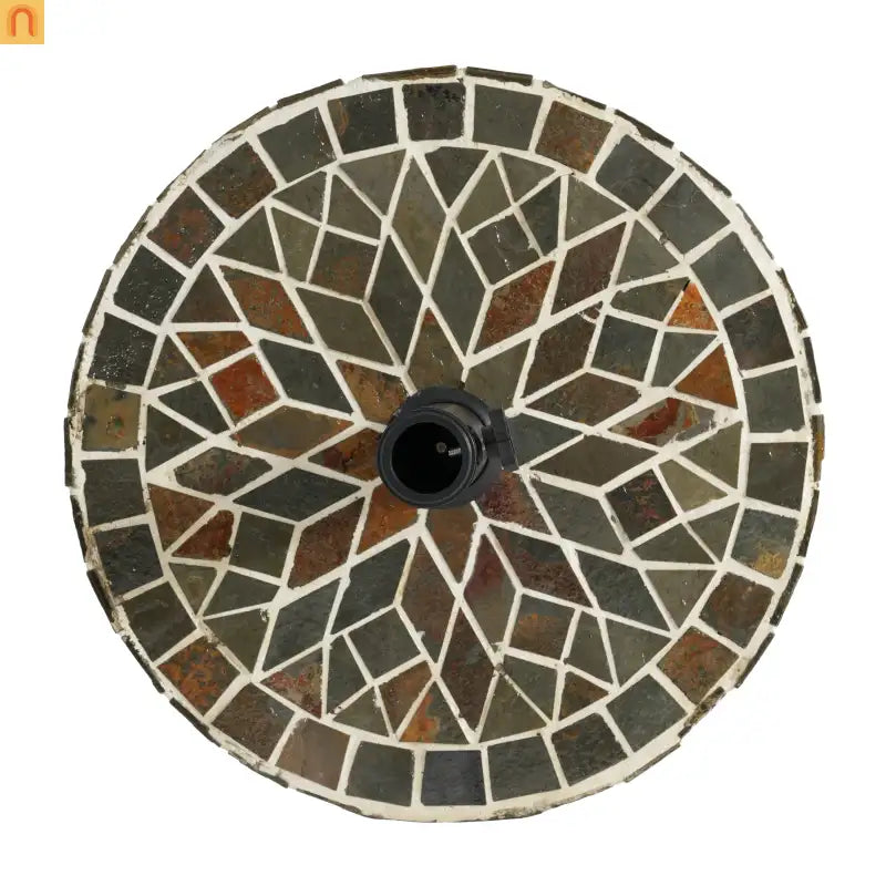 Patio Umbrella Base Round Mosaic Tile Concrete Iron 18.9 In 38-48 mm Pole