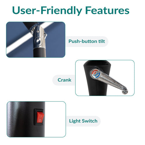Sunnydaze 10 ft 3-Tier Solar LED Market Umbrella Navy solar panel detail