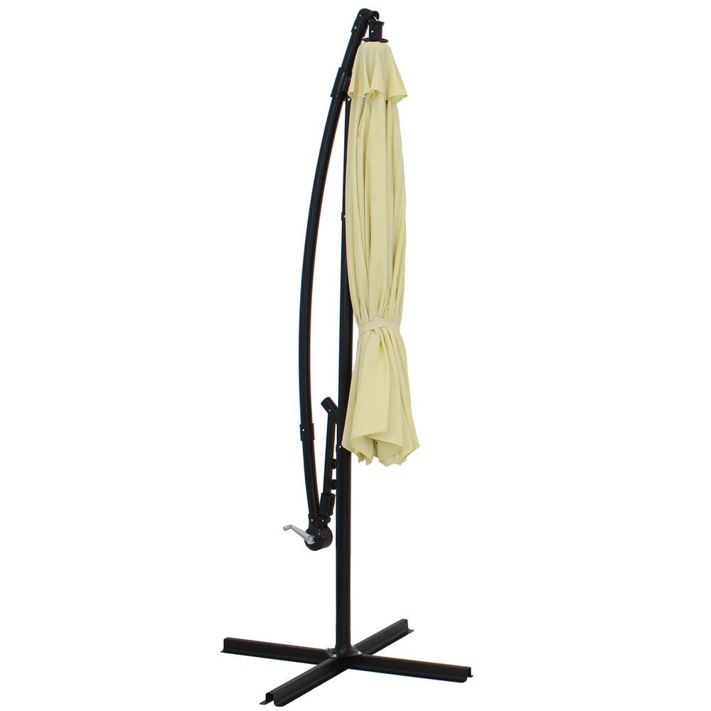Sunnydaze 9.5 ft Offset Patio Umbrella Pale Buttercup base detail