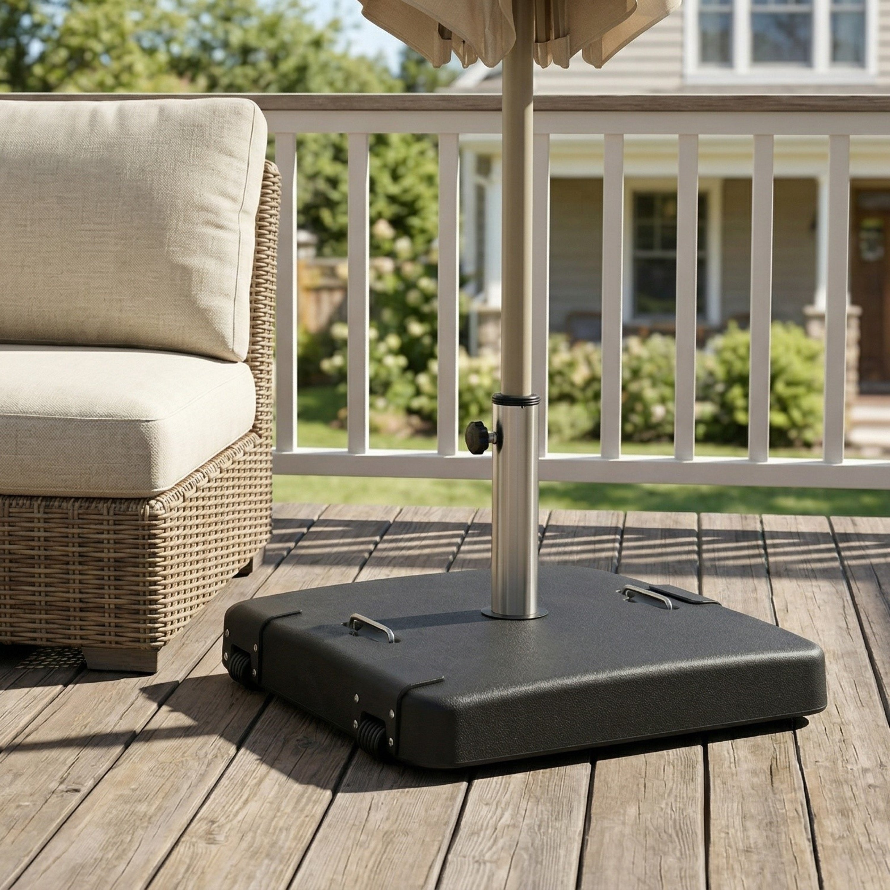 Patio Umbrella Base Square Concrete Resin Black 114 LB 22x22x14 In