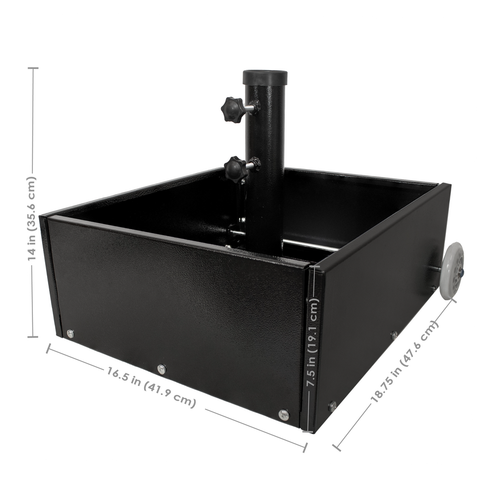 Sunnydaze Umbrella Stand Planter with Wheels Black dimensions