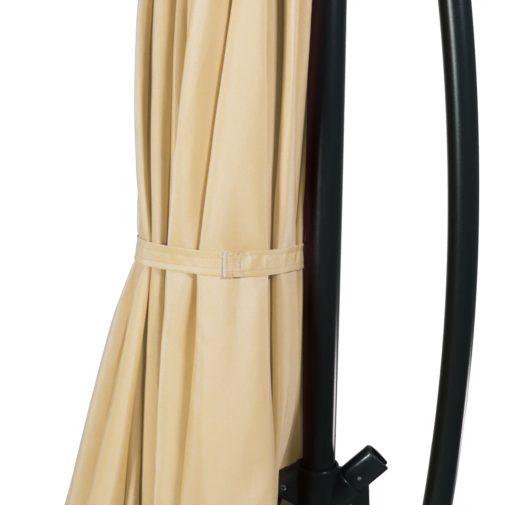 Sunnydaze 10 ft Offset Patio Umbrella Beige canopy detail