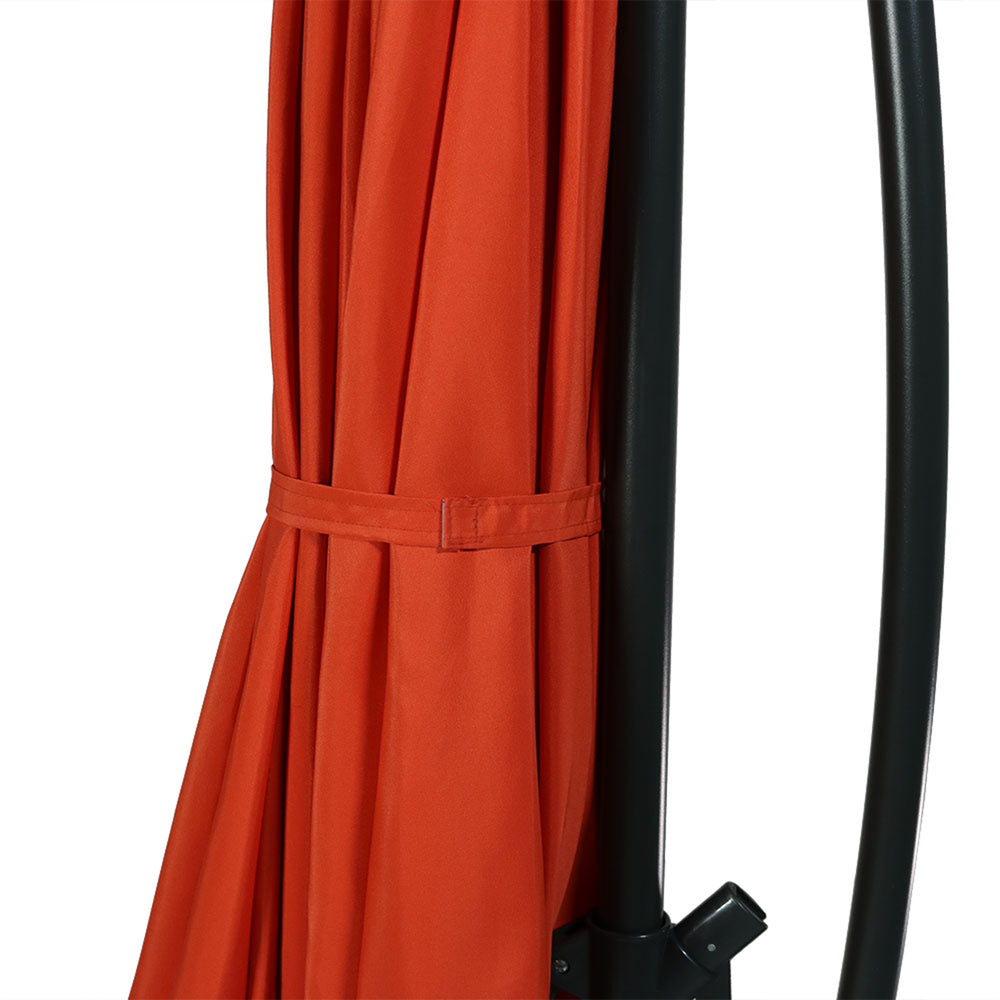 Sunnydaze 10 ft Solar Cantilever Offset Umbrella Burnt Orange canopy detail