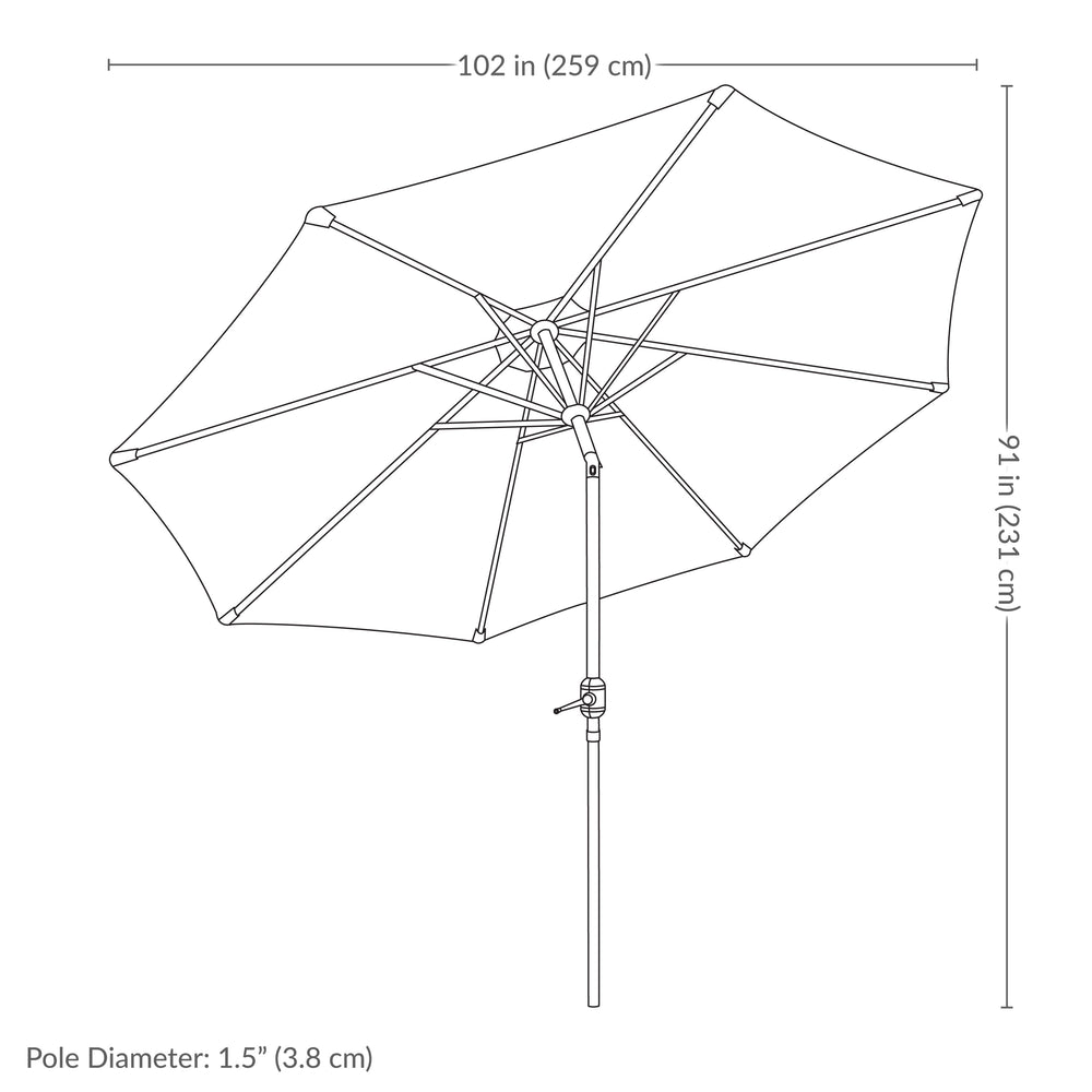 Sunnydaze 8.5 ft Faux Woodgrain Patio Umbrella Navy outdoor patio setting