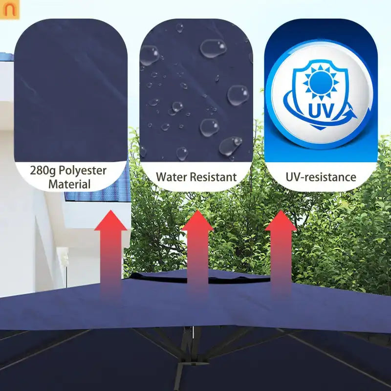 Patio Umbrella Cantilever Navy Blue 11ft Square UPF50 Aluminum