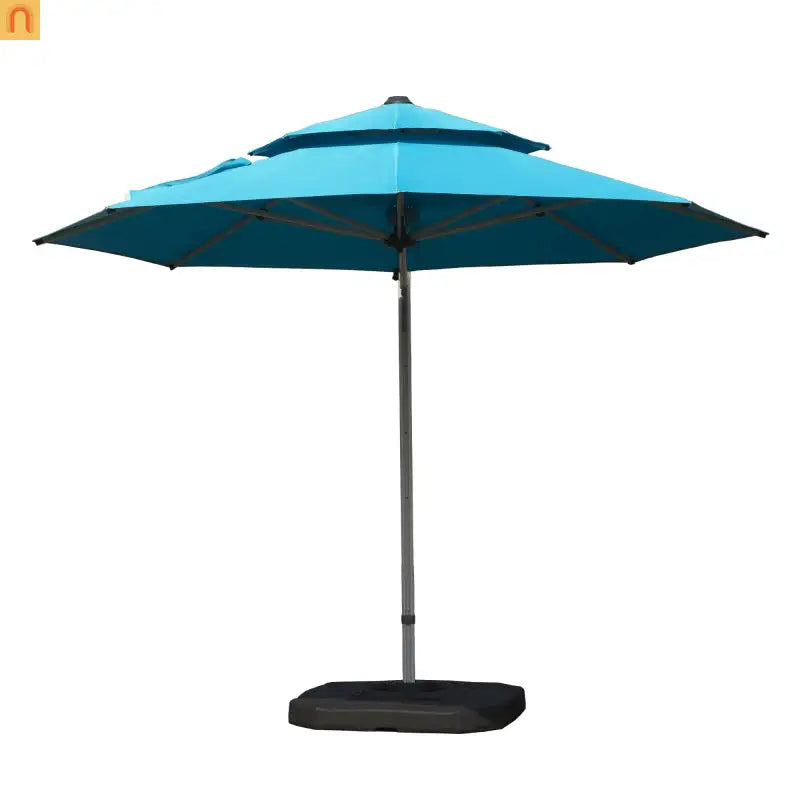 Patio Umbrella Cantilever Lake Blue 9.7ft Round UPF50 Tilt Aluminum