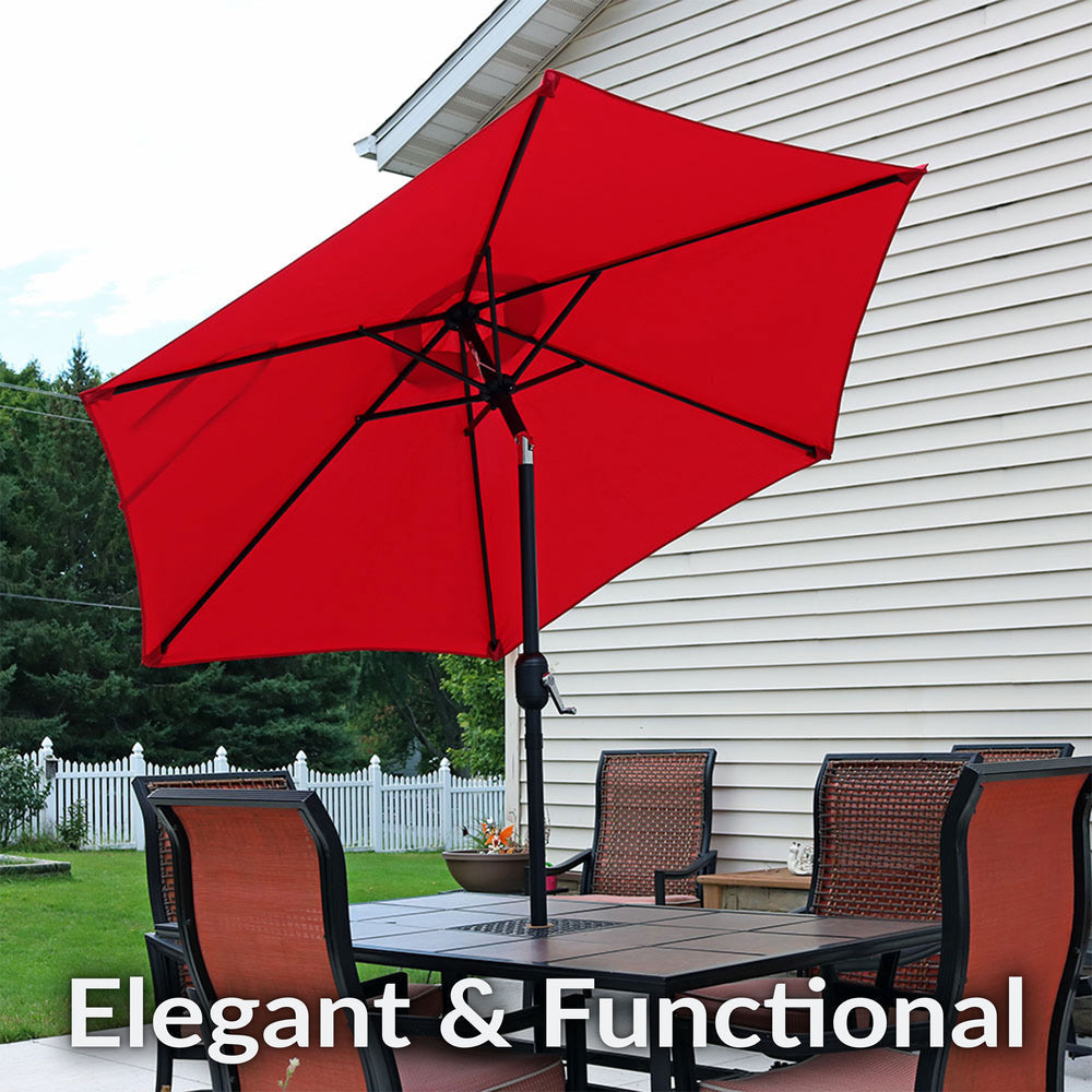 Sunnydaze Aluminum Patio Umbrella Red 7.5ft tilt detail