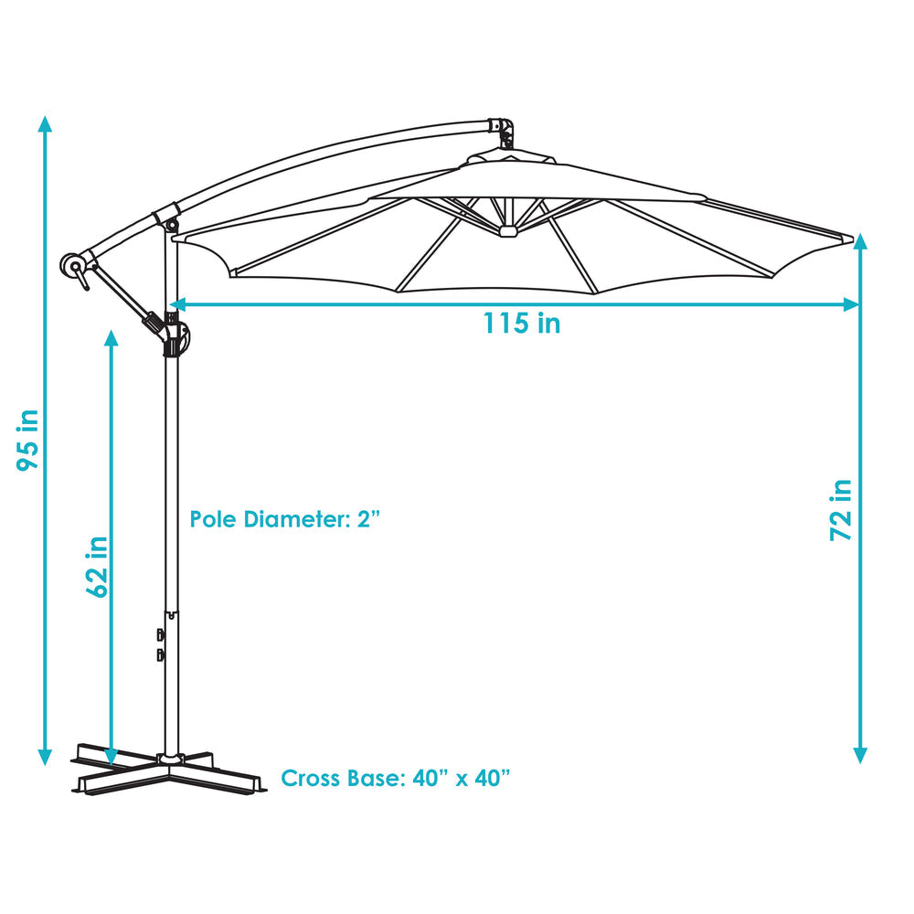 Sunnydaze 9.5 ft Offset Patio Umbrella Tangerine crank detail