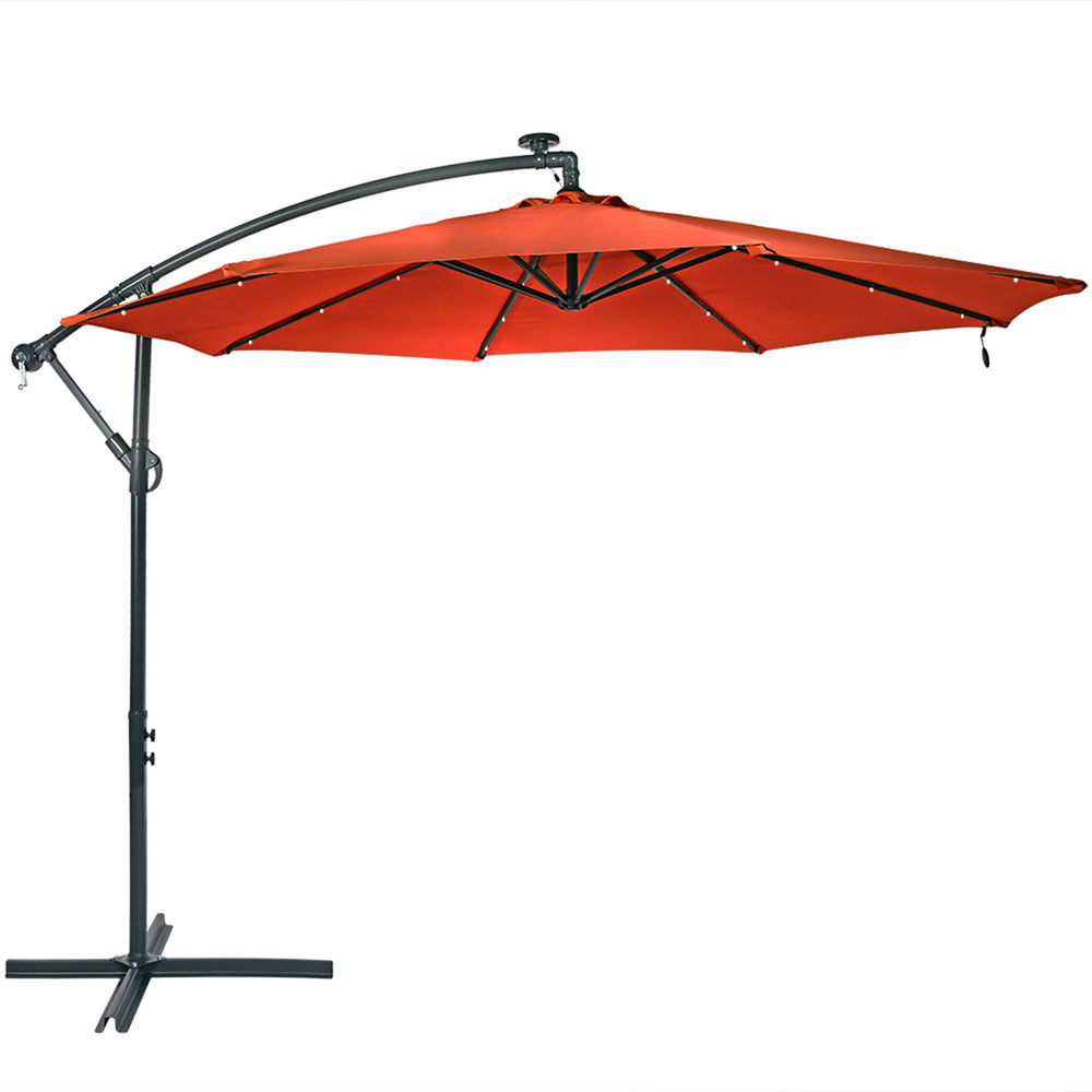 Sunnydaze 10 ft Solar Cantilever Offset Umbrella Burnt Orange product shot