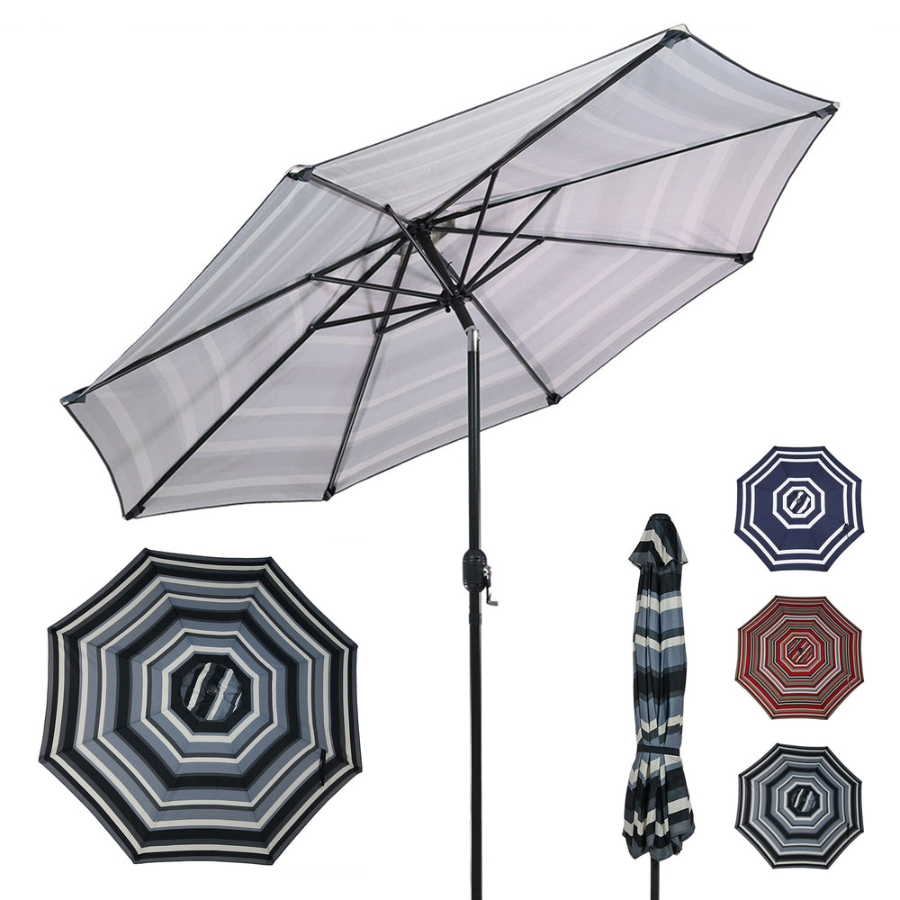 Sunnydaze Aluminum Patio Umbrella Catalina Beach Stripe 9ft product shot