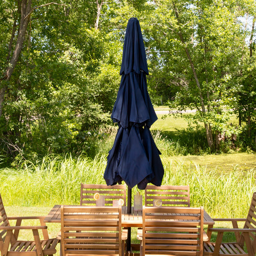 10 ft 3-Tier Market Umbrella Navy Without Lights dimensions size guide