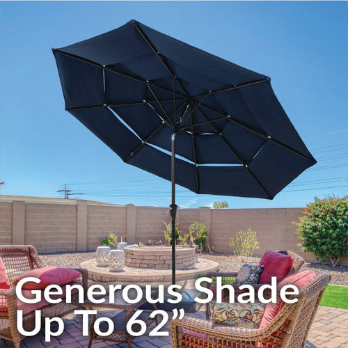 10 ft 3-Tier Solar Patio Umbrella Without Lights Navy lifestyle outdoor