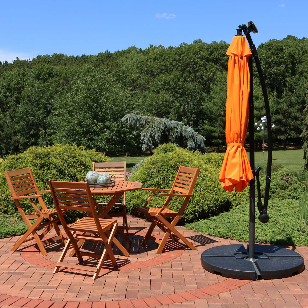 Sunnydaze 10 ft Solar Offset Patio Umbrella Tangerine product shot