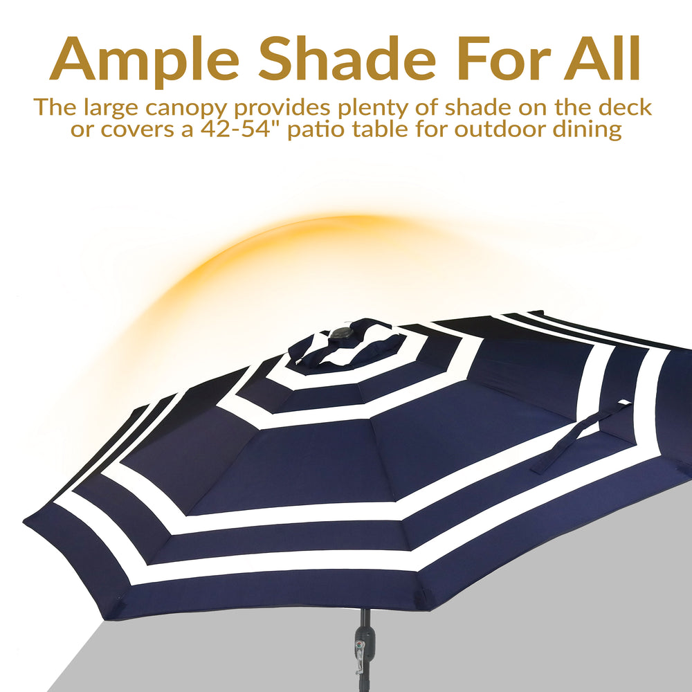 Sunnydaze Aluminum Patio Umbrella Navy Blue Stripe outdoor setting